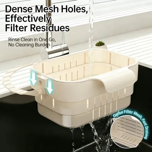 2pcs Hanging Foldable Expandable Sink Colander Kitchen Food & Fruit Residue Filter Basket Space-Saving Sink Strainer for Home Kitchen