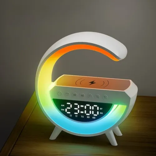2026 Hot Selling Bluetooth Speaker Wireless Charging Home Alarm Clock Atmosphere Light