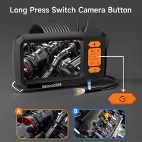 Dual Lens Industrial Endoscope 4.3'' IPS Screen HD1080P 2M-20M 8MM Automotive Endoscopy Inspection Plumbing Borescope Camera