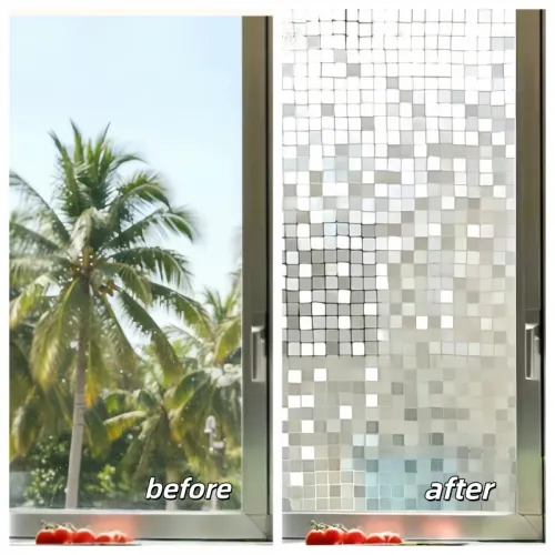 30cm*500cm Heat Control Anti UV Privacy Window Film Static Cling Rainbow Glass Door Film 3D Vinyl Window Decal Stickers for Home Bathroom
