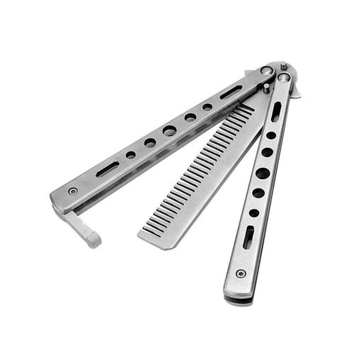Portable Butterfly Training Knife Foldable CSGO Balisong Trainer Pocket Flail Knife Uncut Blade Butterfly Comb for Training Tool