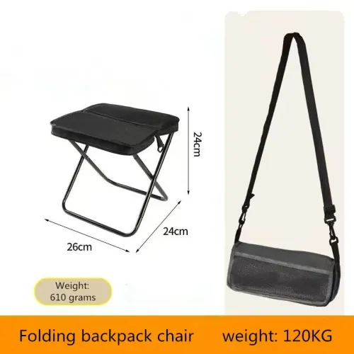 Portable folding camping stool with shoulder strap (for picnics and outdoor use)