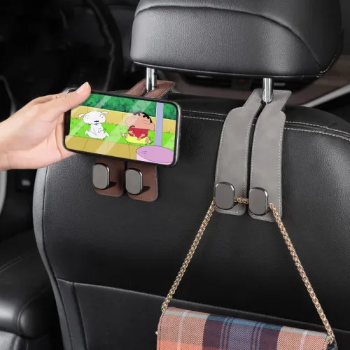 4-pack car hooks suede metal chair back storage double hooks