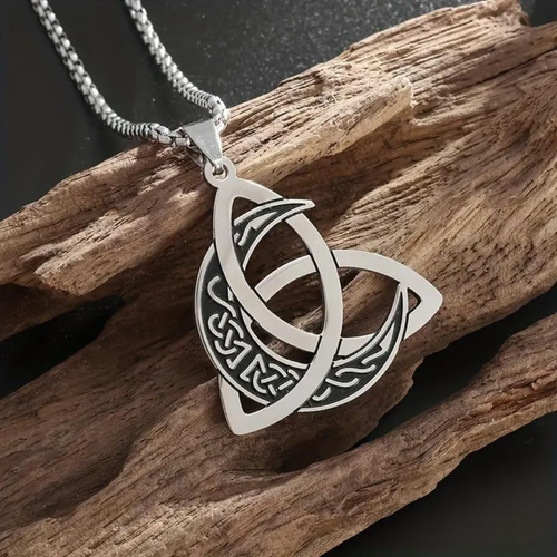 🌙Viking Trinity Knot & Moon Necklace