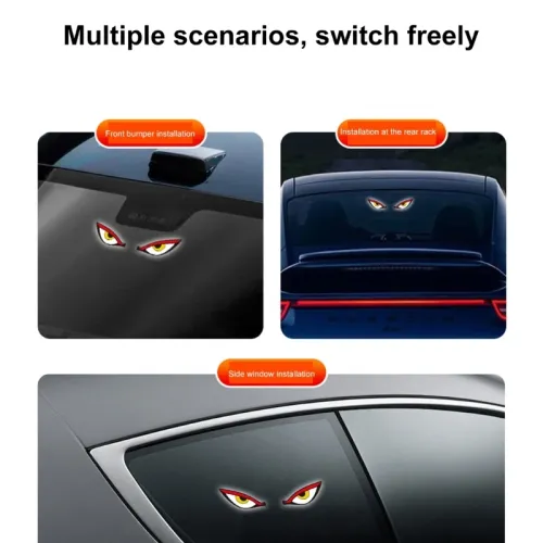 Car Solar Neon Warning Light Demon Eye LED Breathing Atmosphere Lamp with Suction Cup Light Sensor Type C