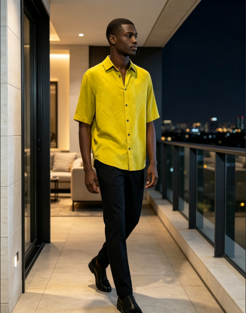Silky Satin Yellow Short Sleeve Shirt