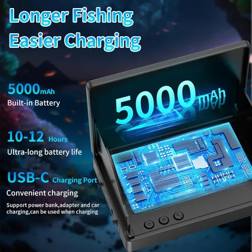 Underwater Fishing Camera 5 Inch 1000TVL IPS Monitor Fish Finder Wide Angle IP68 Waterproof Infrared Night Vision with 65ft Cab