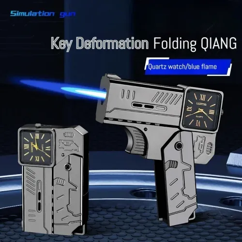 Super cool folding lighter watch spray gun torch windproof spray blue fire