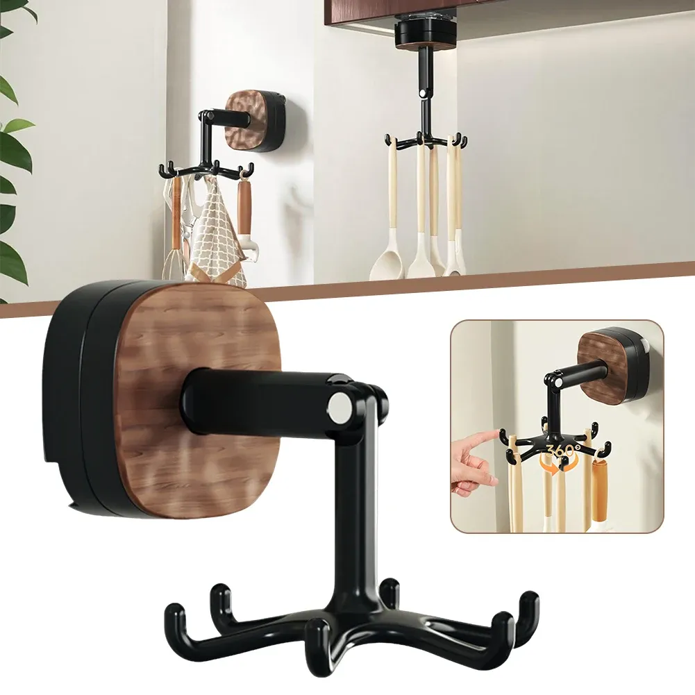 2PCS Rotatable Kitchen Utensil Holder Punch Free Wall Mount Space Saving Multifunctional Household Kitchen Storage Must-have