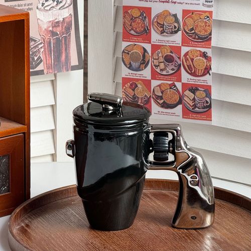 Creative Amazon Cross-Border Coffee Mug: Revolver-Style Ceramic Cup