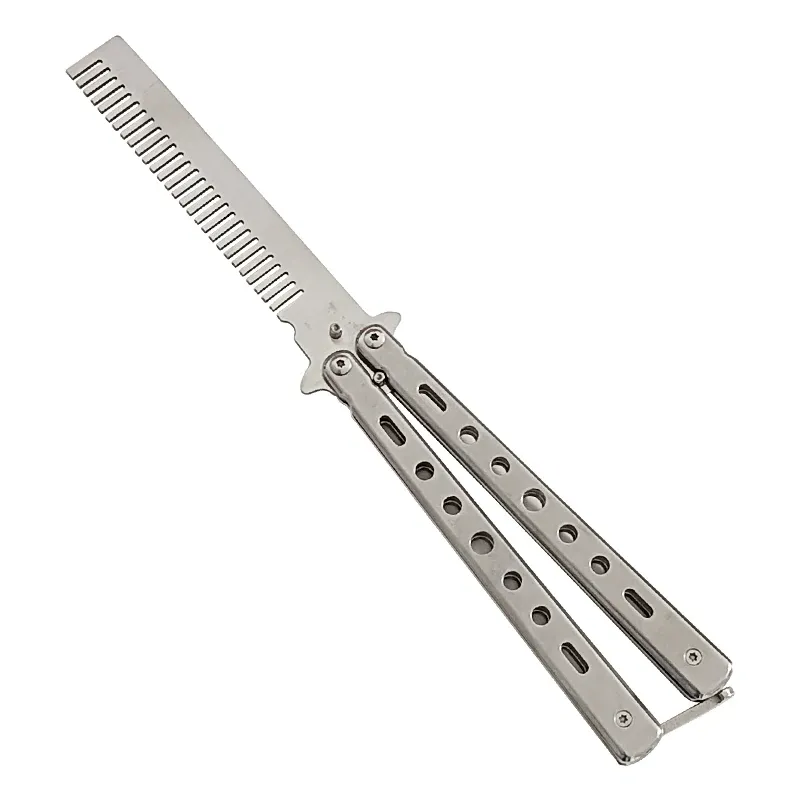 Portable Butterfly Training Knife Foldable CSGO Balisong Trainer Pocket Flail Knife Uncut Blade Butterfly Comb for Training Tool