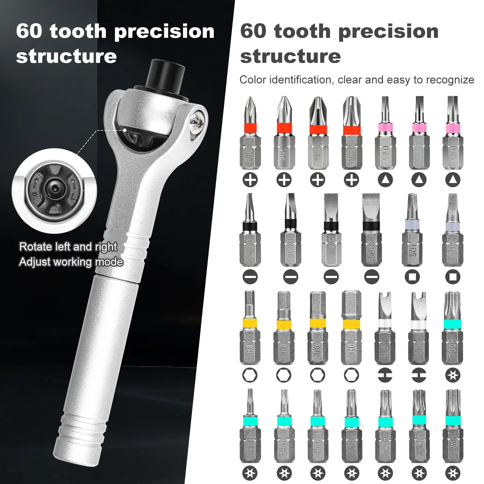 Multi-purpose Ratchet Wrench Screwdriver Set Magnetic Bits Tools Set DIY Household Computer Car Bike Precision Hand Repair Tool