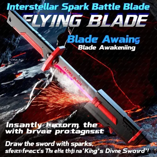 Colorful Streamer Glowing Sparkblade Sword Toys with Spark & Smoke Effect Light Sword Collectible Cosplay Katana Sword Prop Toys