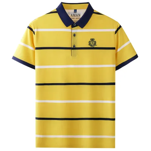 Fashion striped short sleeve men polo shirt summer trend brand letter embroidery design business casual breathable Paul T-shirt