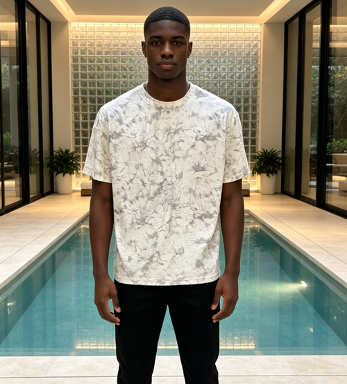 Sophisticated Grey Marble Rhinestone Tee