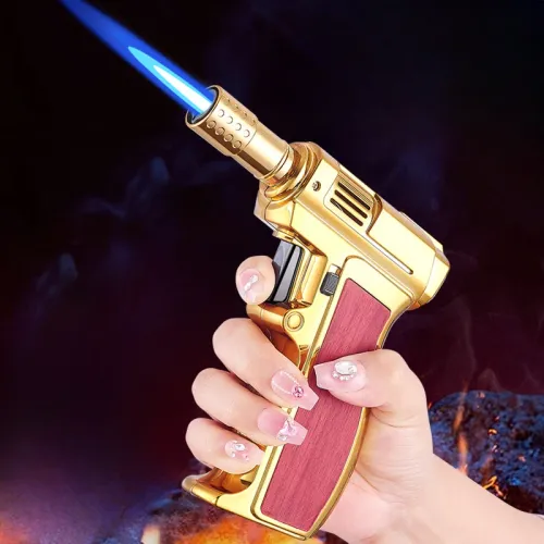 Gas-free Outdoor Windproof Turbo Metal Lighter Butane Gas Multipurpose High Temperature Welding Gun Inflatable Lighter Men's Somking Tool