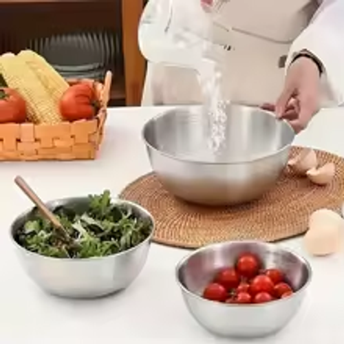 1-3 Stainless Steel Bowl Set with Scale for Cooking Baking Food Storage Large Capacity Mixing Bowls for Home Kitchen Essentials