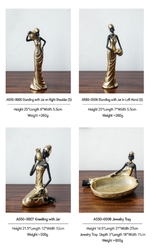 Elegant Vintage-Style Resin Sculpture of an African Woman