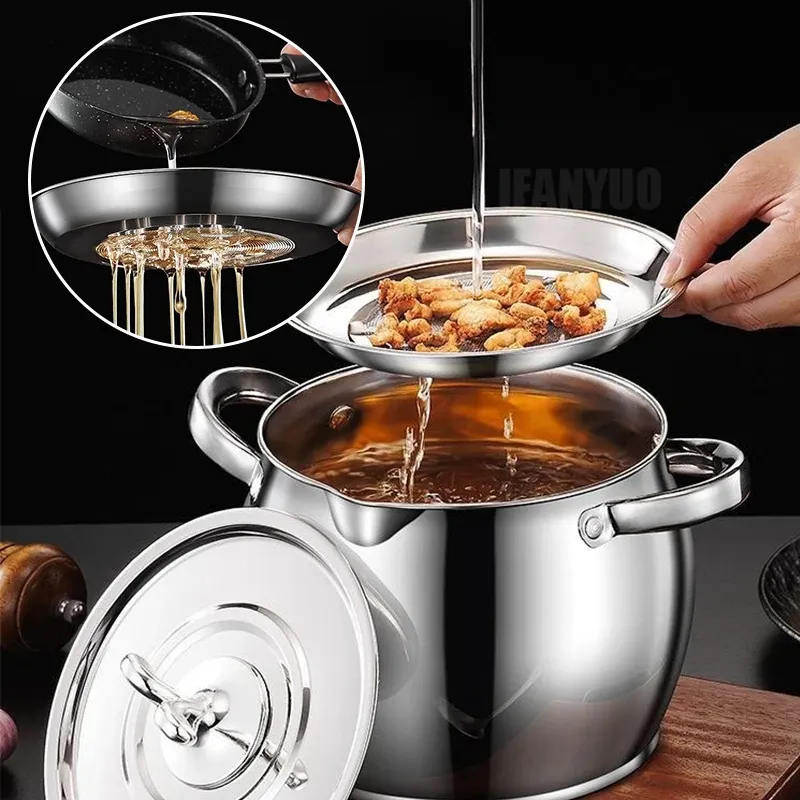 Filter Pot Stainless Steel Lard Strainer Cooking Oil Strainer Grease Keeper Storage Container Oil Bottle Kitchen Tools