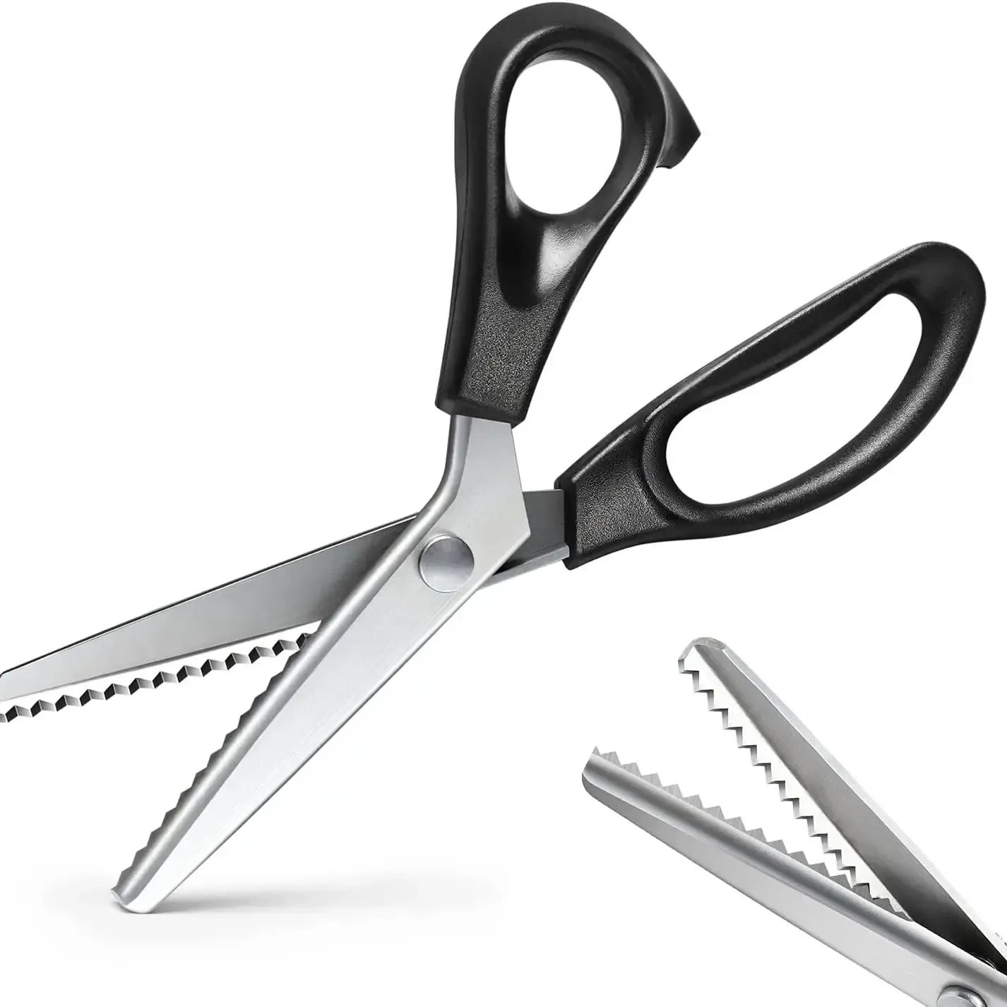 2PCS Stainless Steel Zig Zag Pinking Shears with Serrated Teeth - Durable, Sharp Sewing Tool for DIY Crafts, Dressmaking - Textiles & Sewing Supplies Accessory