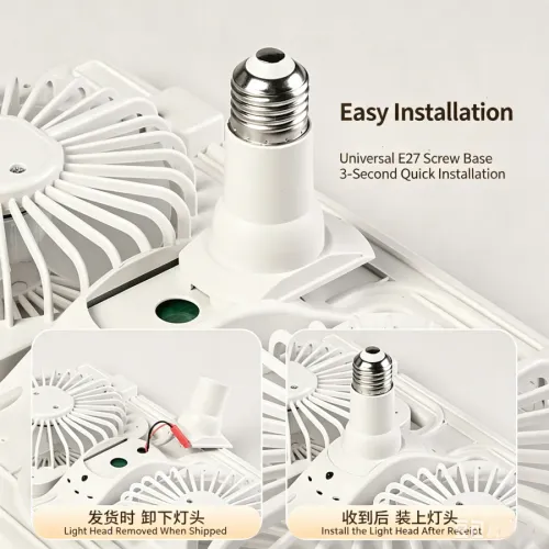 LED ceiling fan light with remote E27 socket low floor dual fan light, suitable for living room, bedroom, dining room fan lighting fixtures