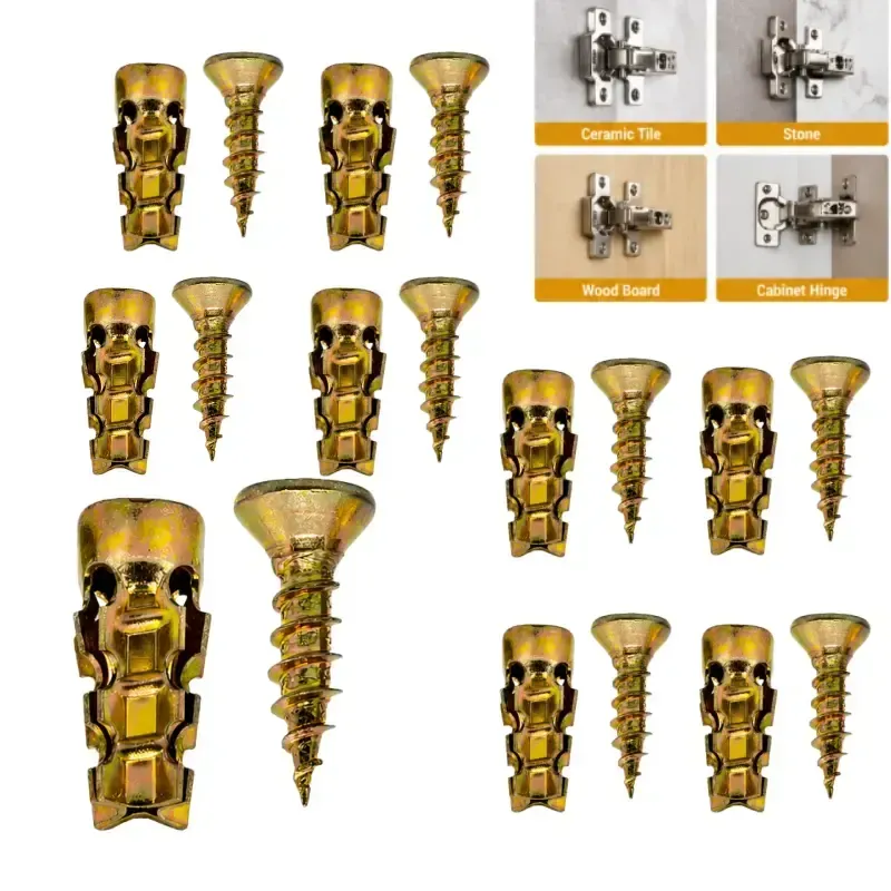 100 PCS 6×14mm Short Expansion Screw Set for Cabinet Hinge Repair & Stripped Thread Restoration