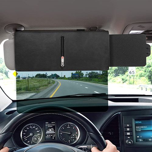 Portable car sunshade with retractable eye protection and anti glare design