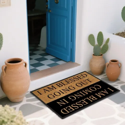 Outdoor Door Mat Outdoor Welcome Mats Anti-Slip Rug With Greeting Message Home Accessories For Garden Entrance Patio Kitchen