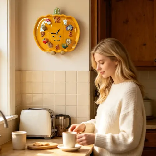 Pumpkin Magnetic Clock Interchangeable Magnetic Pumpkin Shape Bedroom Wall Clock