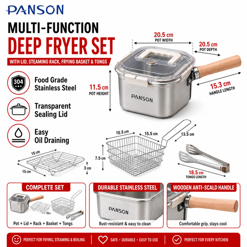 Made in Germany Multifunctional Portable Stainless Steel Japanese Deep Drain Fryer Tempura Deep Fryer
