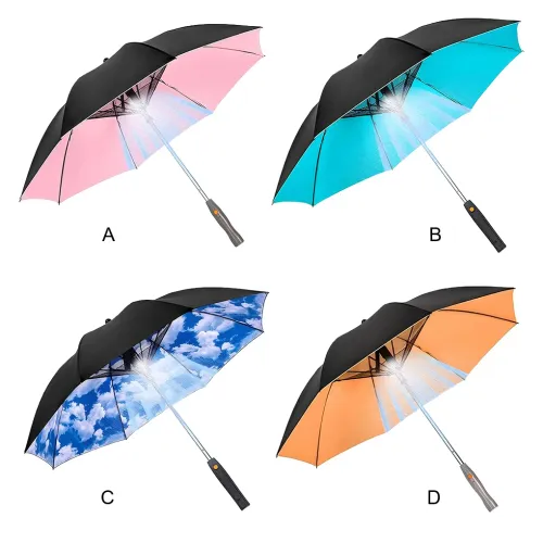 Sun Parasol Waterproof And Durable Electric Fan Included Outdoor Protection Long Handle Umbrella