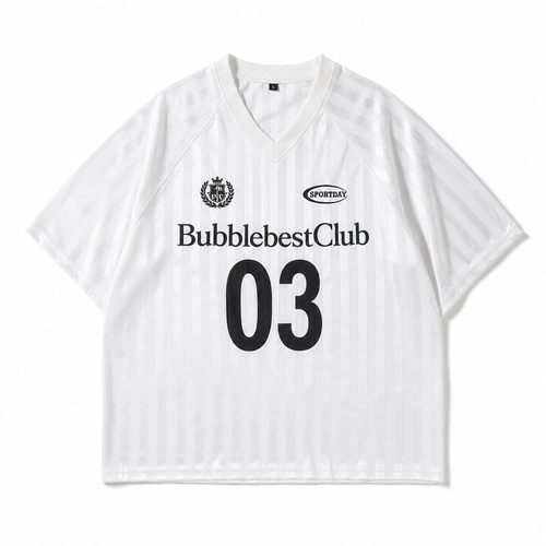 Trendy striped print quick-dry short-sleeve sports jersey