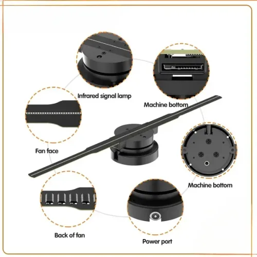 3DhologramFan, Holographic Fan Holographic Projector  Supports WiFi Connection  HD LED Portable Design 42CM 3D Led Fan Display