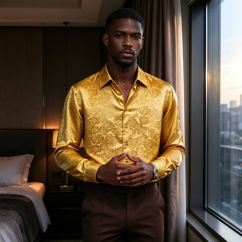 Men's Long-Sleeve Printed Shirt with a Sophisticated Look