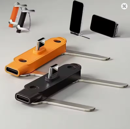 Type C Phone Charging Bracket Adapter 240W Fast Charging Type-C Male to USB-C Female Converter With foldable Holder