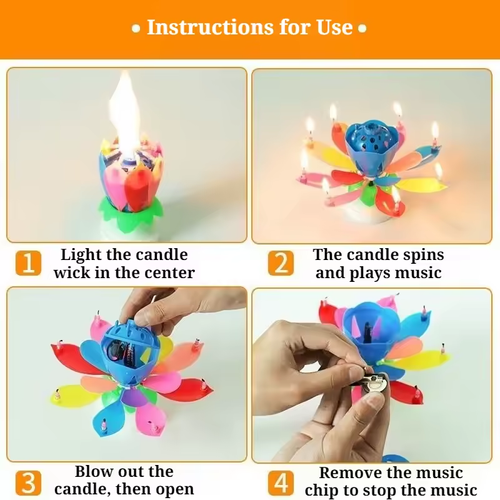 Lotus Birthday Candle Cake Decoration Creative Flower Singing Music Surprise Rotating Candle Small Decoration