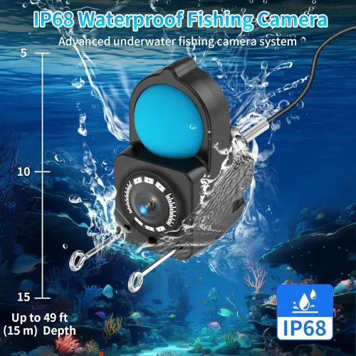 Underwater Fishing Camera 5 Inch 1000TVL IPS Monitor Fish Finder Wide Angle IP68 Waterproof Infrared Night Vision with 65ft Cab