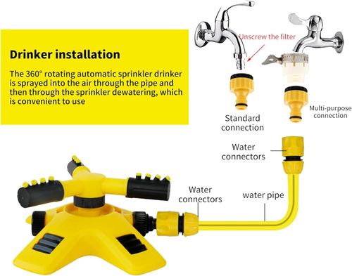 Automatic 360 ° 3-arm rotating sprinkler irrigation system