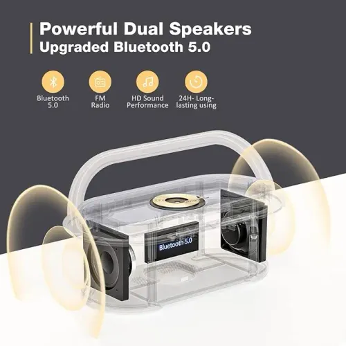 6 IN 1 15W FAST 2500mAh Bluetooth speaker with wireless charger, FM radio, and dimming light