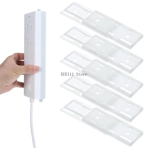 10Pcs Socket Holder Adhesive Punch Free Power Stirp Holder Kit, Plug Sockets Holders Self Adhesive Desktop Socket Fixer