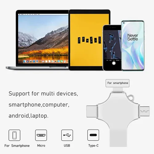 for iPhone iso 4in1 USB 3.0 Flash Drive 512GB 256GB 128GB 64GB 32GB Metal Pendrive iPad Android OTG Mirco USB Memory stick