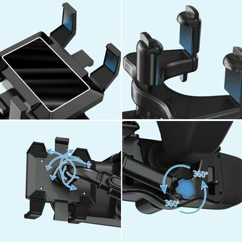 360 Car Rearview Mirror Phone Holder with Rotatable, Adjustable, and Telescopic Function