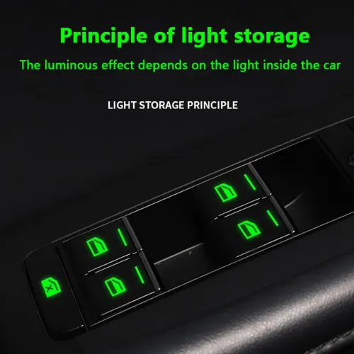 5pcs Car Luminous Car Window Button Sticker Night Glowing Lifting Switch Safety Decoration Stickers Door Window Lifter Switch Decals