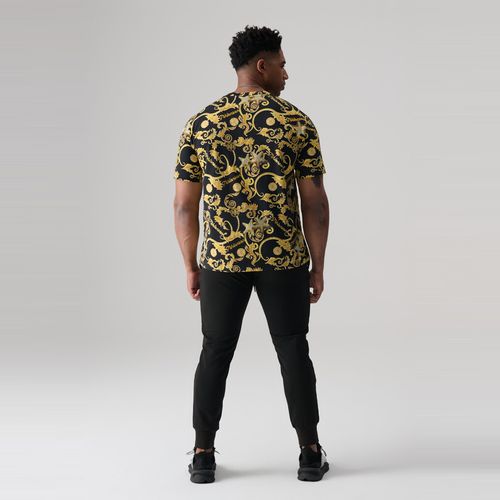 Men's Summer Short-Sleeve Shirt with Gold-Tone Luxe-Style Pattern