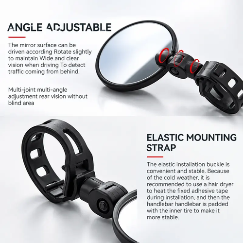 6pcs 8cm Diameter Rearview Mirror for Motorcycles, E-bikes, and Bicycles – Adjustable 360° Rotating Wide-Angle Handlebar Mirror