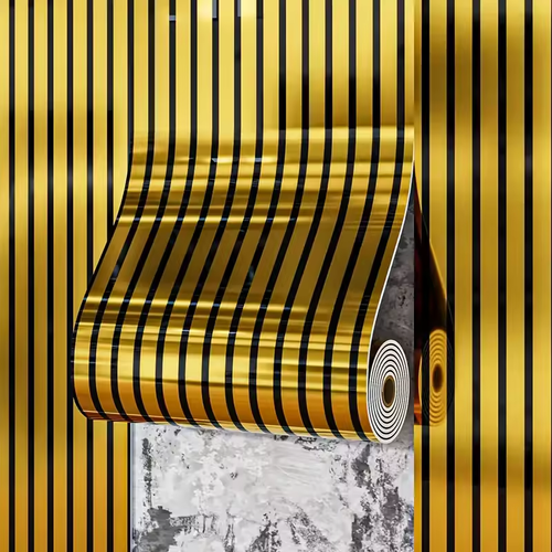 Stripe Self-adhesive Vinyl Wallpaper Mirror Reflective Textured Peel-and-stick Wallpaper for Walls TV Backgrounds Living Rooms