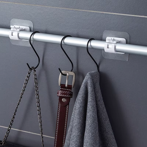 Self-adhesive hooks—drill-free curtain rod hooks