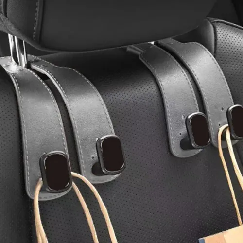 2pcs Car Seat Headrest Hooks 2 In 1 Soft Leather Car Seat Back Hook For Purse & Bag Backpack Double Hook Car Seat Hanger Accessories
