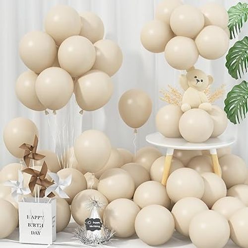 12 Inch 100 Pcs Beige Balloon Boho White Latex Cream Balloons