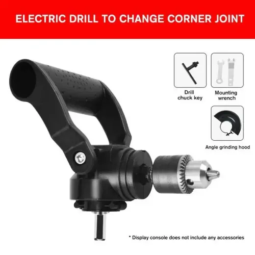 90 Degree Adapter For Drill Multifunctional Ergonomic Drill Chuck Adapter Black Right Angle Drill Attachment Metal Drill Chuck